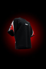 Limited edition F1 oversized black racing T-shirt with red and white motorsport graphics