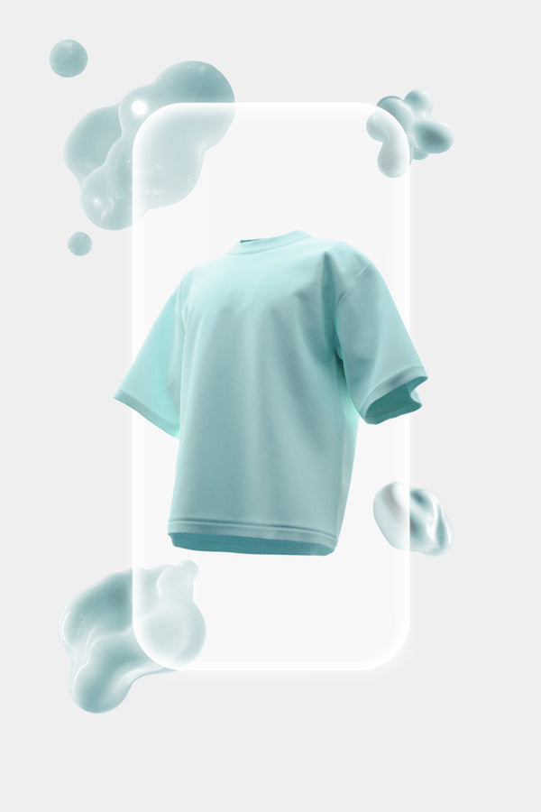 Premium Oversized French Terry Cotton T-shirt - Glacier