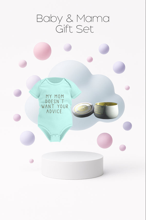 Advices - Baby & Mama Care Gift Set - Short Sleeve Rompers & Luxury Scented Candle
