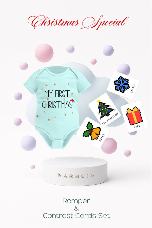 My First Christmas - Short Sleeve Romper & Contrast Cards Bundle