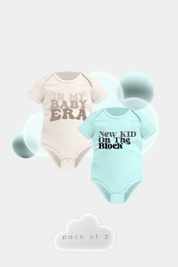 New Baby On The Block - Short Sleeve Rompers - Pack of 2