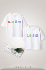 Big Bro Lil Sis - Rakhi Special - Premium Organic  Oversized Cotton T-shirts - Pack of 2