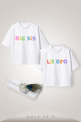Big Sis Lil Bro - Rakhi Special - Premium Organic  Oversized Cotton T-shirts - Pack of 2
