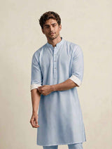 Minimal Mandarin Collar Kurta - Blue