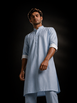 Minimal Mandarin Collar Kurta - Blue