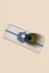 Floral Embellished Peacock Feather Kids Handmade Rakhi