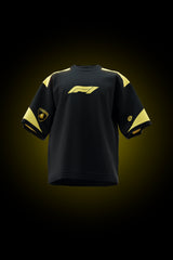 Black oversized Lamborghini-inspired F1 Formula One Oversized T-shirt with yellow racing and automotive detailing