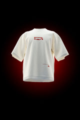 Off White oversized racing T-shirt with Ferrari-inspired F1 graphics and red detailing