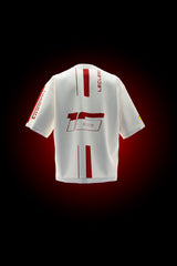 Back of Ferrari-inspired oversized F1 T-shirt featuring number 16 racing graphic