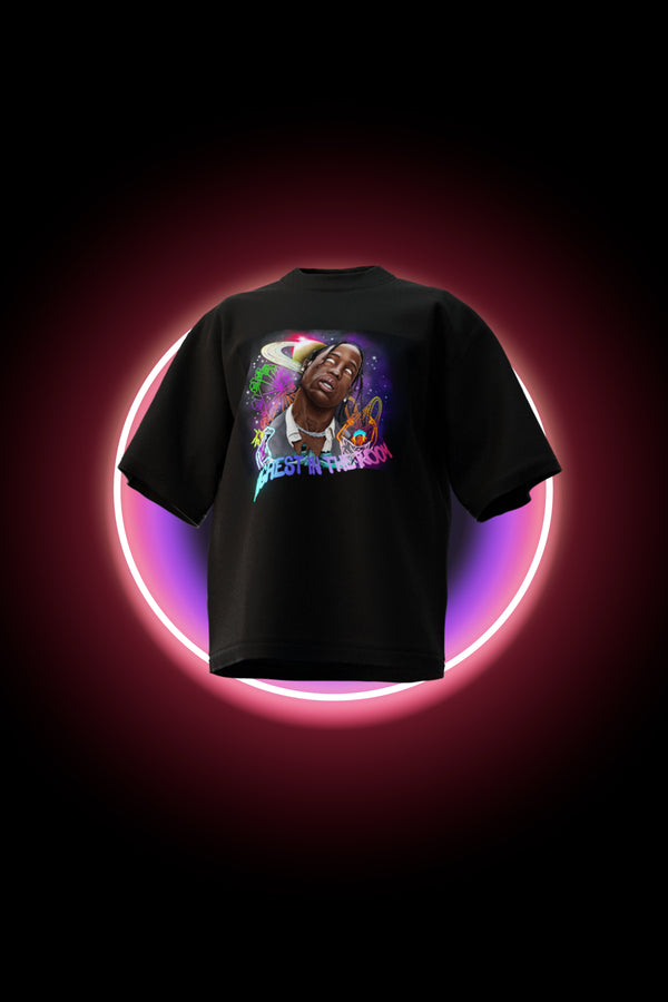 Highest In The Room -  Premium Oversized French Terry Cotton T-shirt - Travis Scott Merch