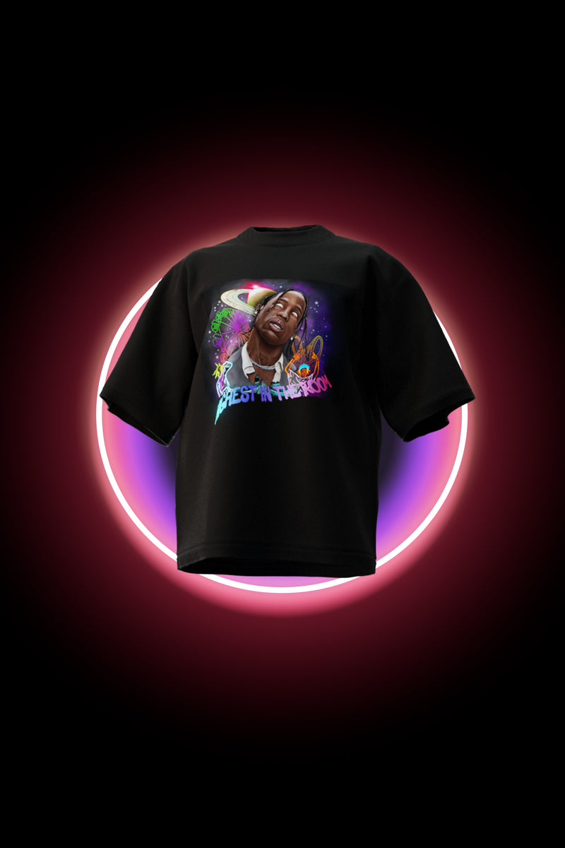 Highest In The Room -  Premium Oversized French Terry Cotton T-shirt - Travis Scott Merch