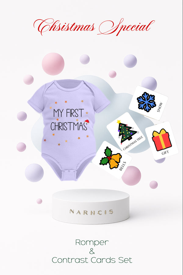 My First Christmas - Short Sleeve Romper & Contrast Cards Bundle