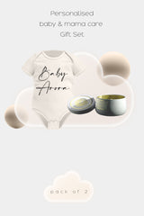 Personalised - Baby & Mama Care Gift Set - Short Sleeve Rompers & Luxury Scented Candle