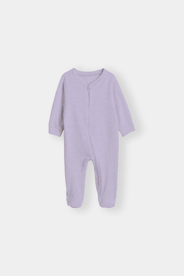 Full Sleeve Romper With Zip - Lavender