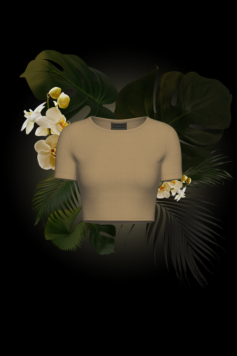 Premium Organic Cotton Rib Crop Top - Nude