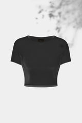 Premium Organic Cotton Rib Crop Top - Black