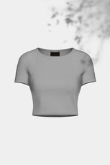 Premium Organic Cotton Rib Crop Top - Grey